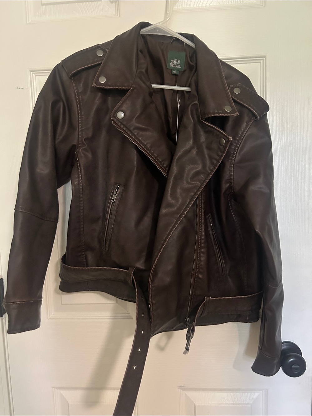 Chocolate Brown Asymmetrical Moto Jacket